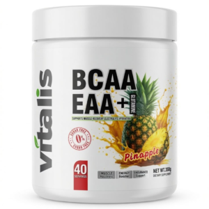 Vitalis BCAA + EAA + Glutamine – Pineapple Flavour | Sugar Free | 40 Servings