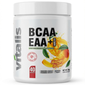 Vitalis BCAA + EAA + Glutamine – Mango Blast | Sugar Free | 40 Servings | 350g