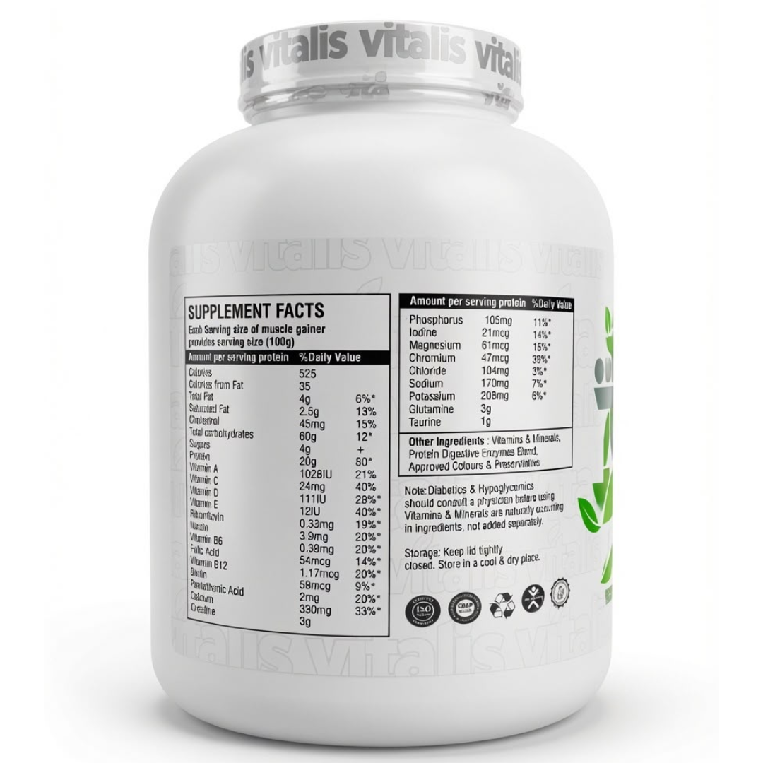 Vitalis MASSUP Super Anabolic Growth Accelerator – Mango Flavour | 20g Protein | 30 Servings | 3 kg (6.6 lb)